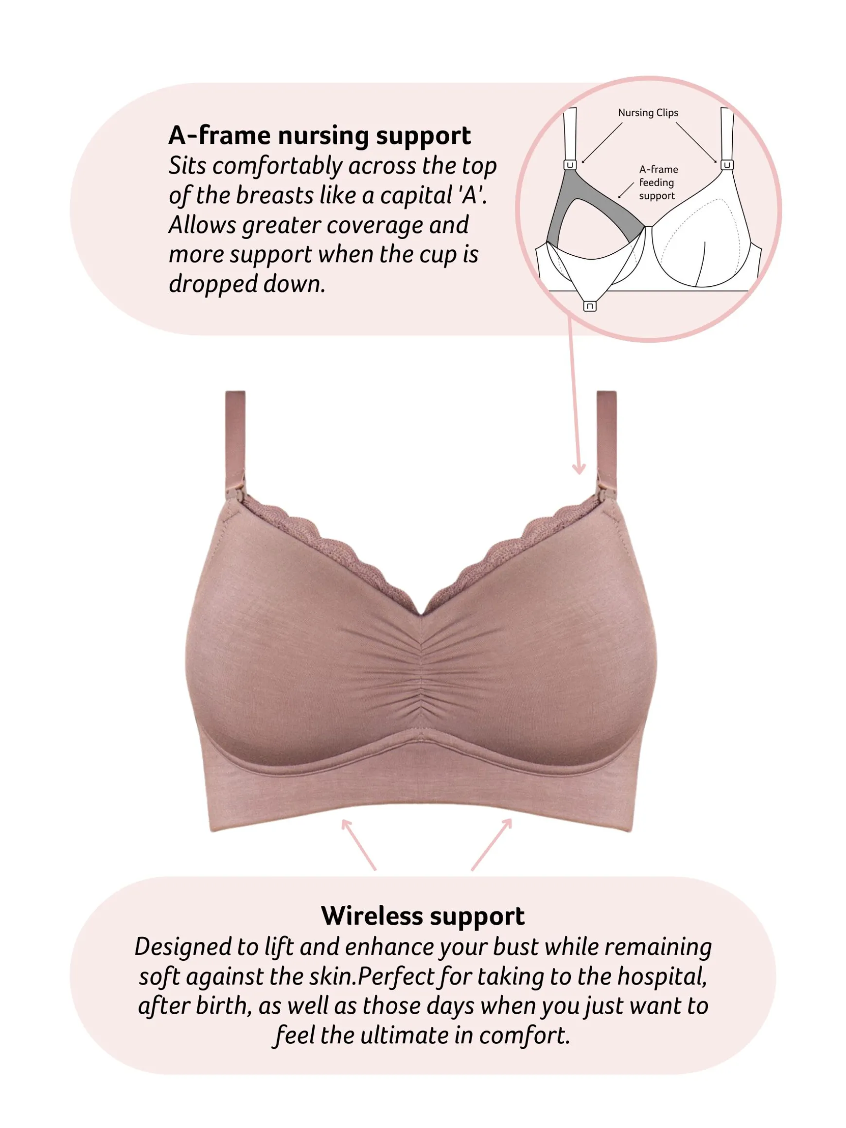 Serenity Bamboo Nursing Bra - Brown