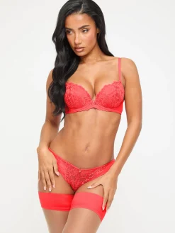Sexy Lace Brazilian Knickers - Coral