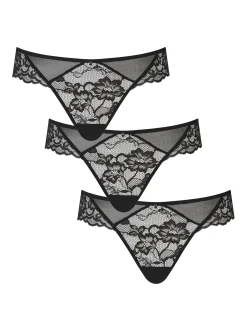 Sexy Lace Brazilian Knickers - Pack of 3 - Black