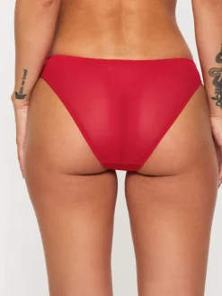 Sexy Lace Crotchless Brazilian Knickers - Red