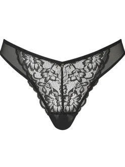 Sexy Lace Crotchless Brazilian Knickers - Black