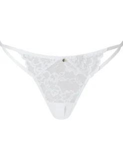 Sexy Lace Crotchless G-String - White