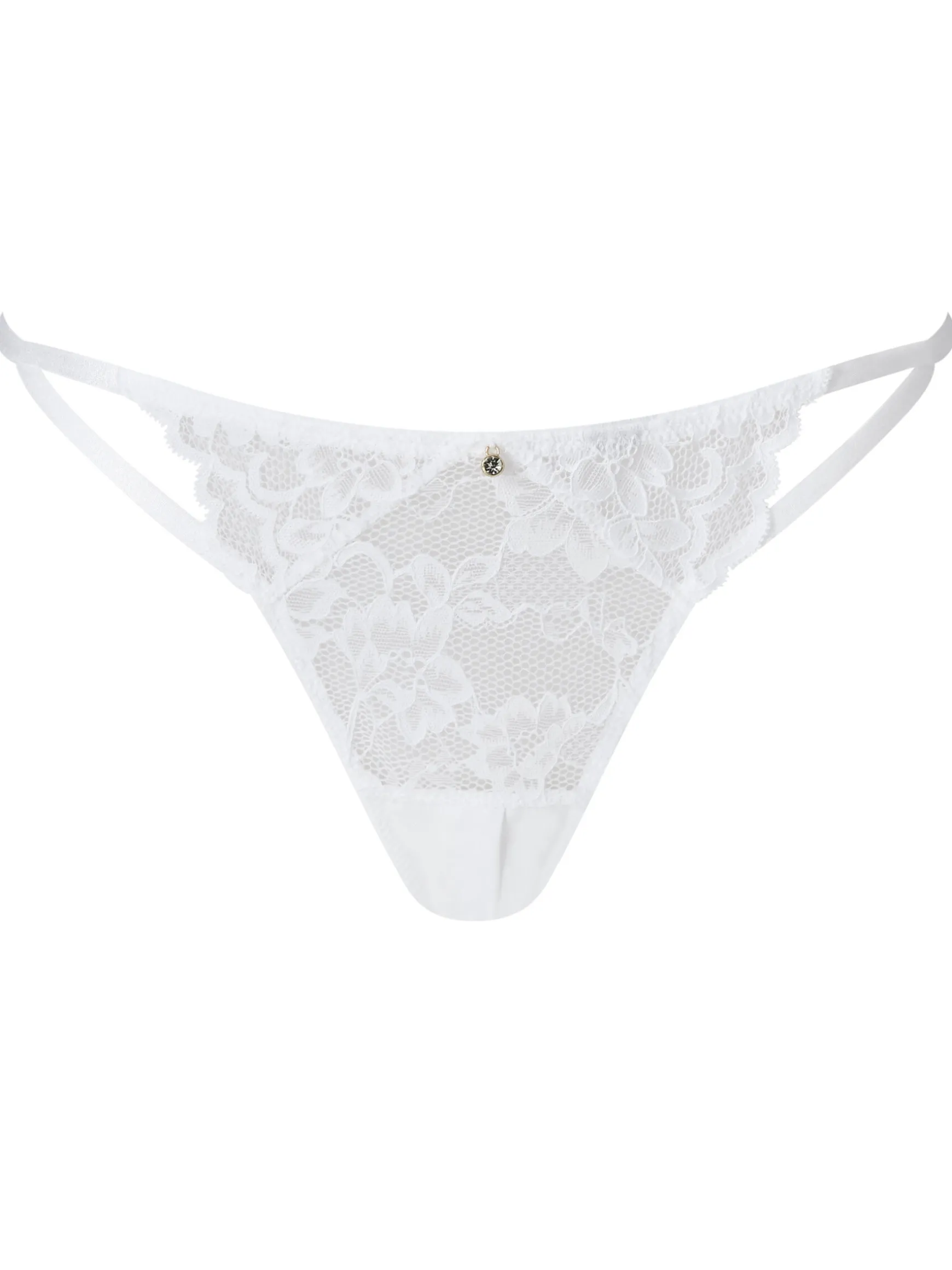 Sexy Lace Crotchless G-String - White