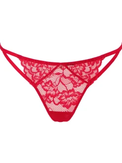 Sexy Lace Crotchless G-String - Red