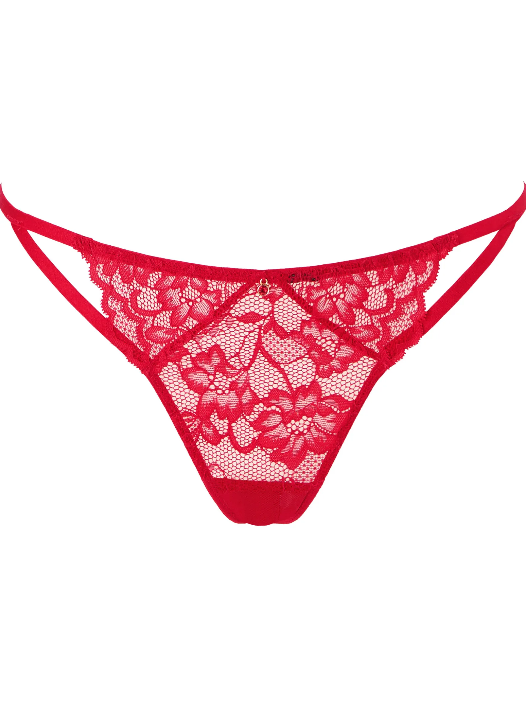 Sexy Lace Crotchless G-String - Red