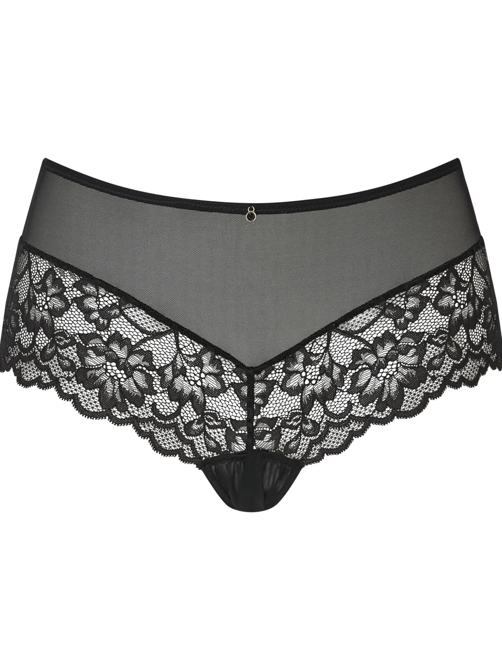 Sexy Lace Crotchless Short - Black
