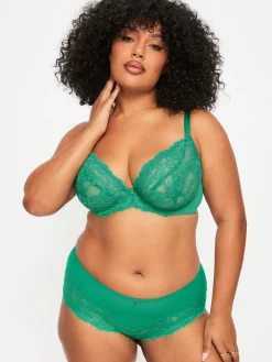 Sexy Lace Fuller Bust Non Padded Plunge Bra - Green