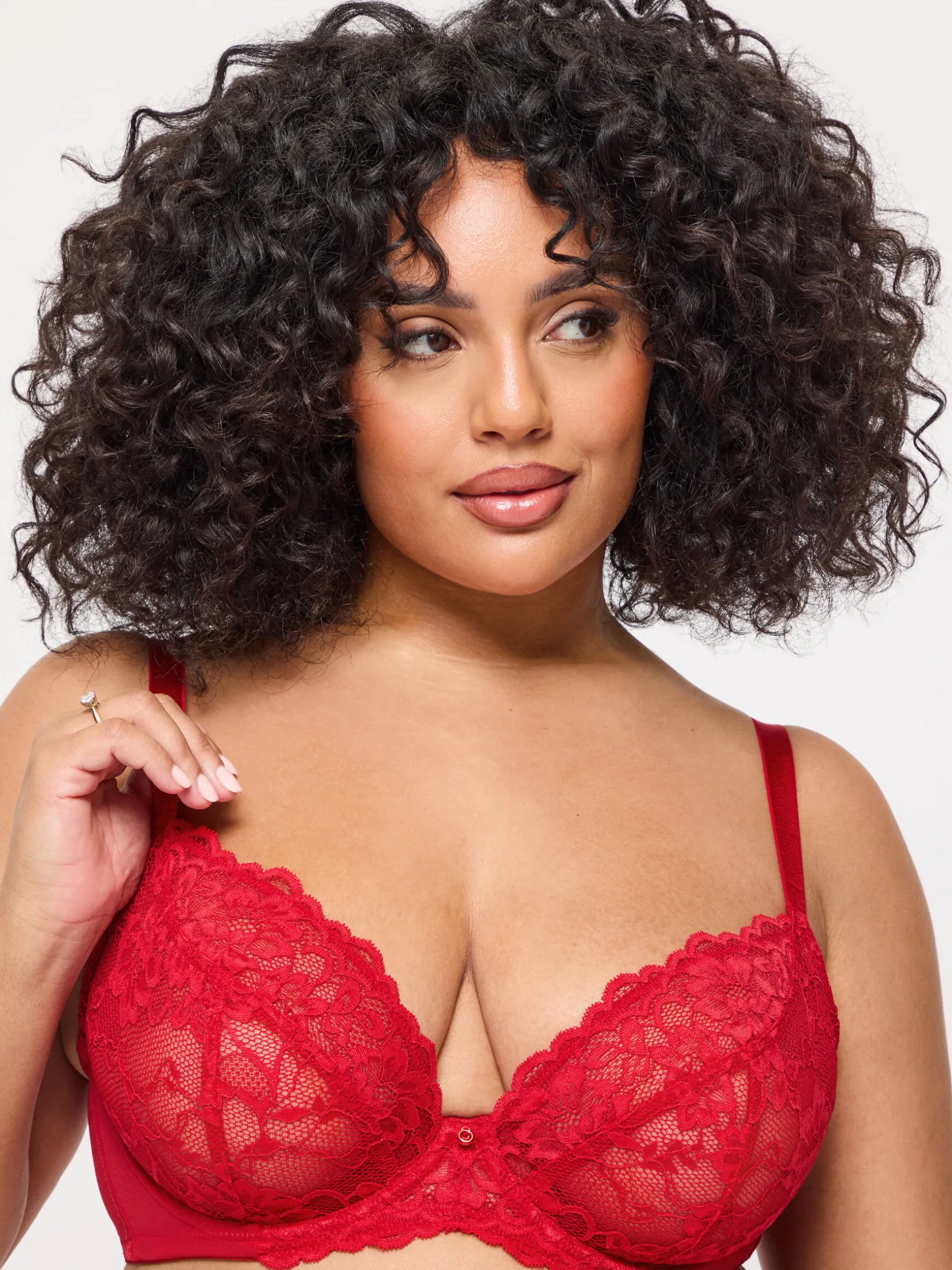 Sexy Lace Fuller Bust Non Padded Plunge Bra - Red