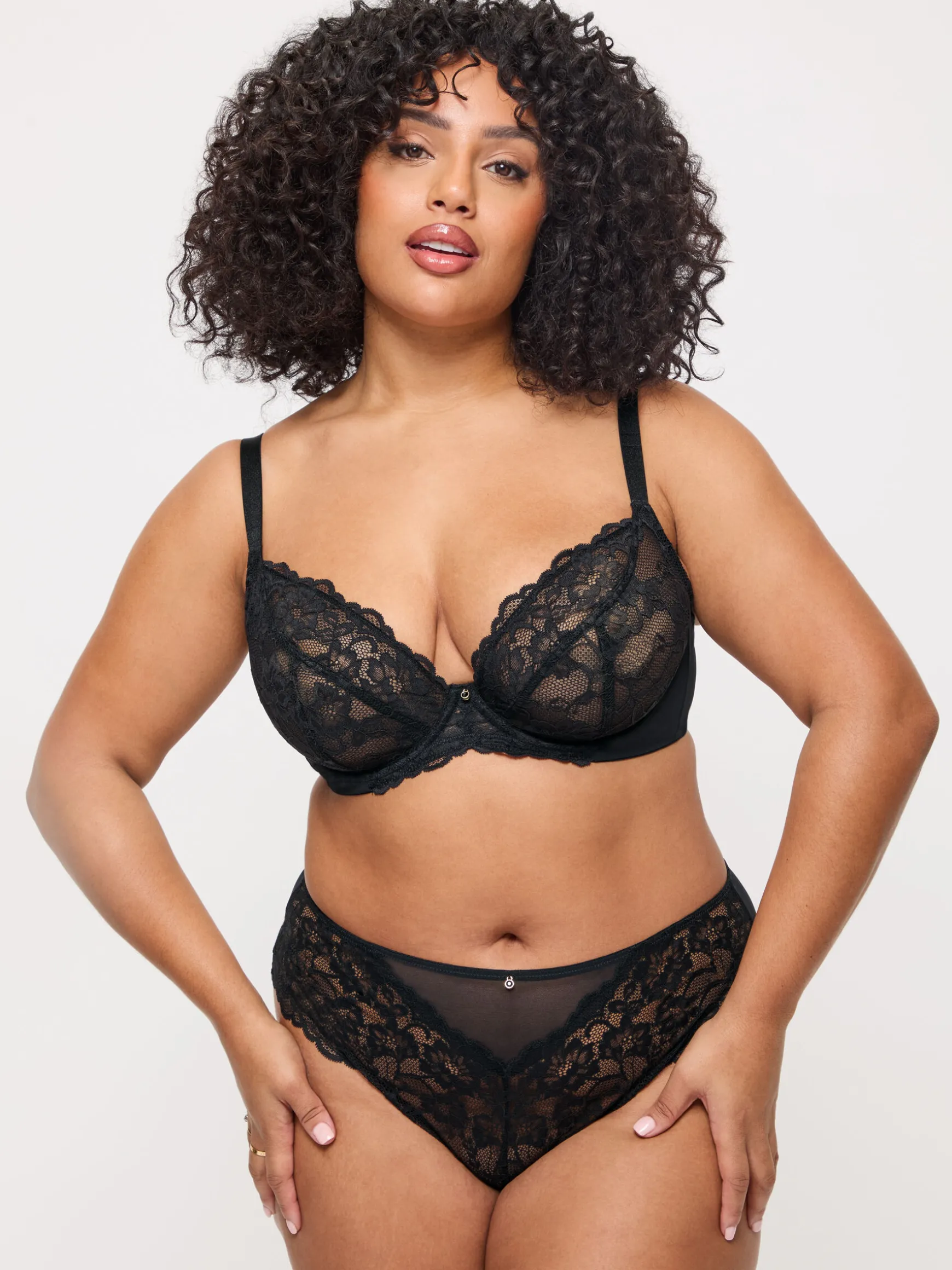 Sexy Lace Fuller Bust Non Padded Plunge Bra - Black