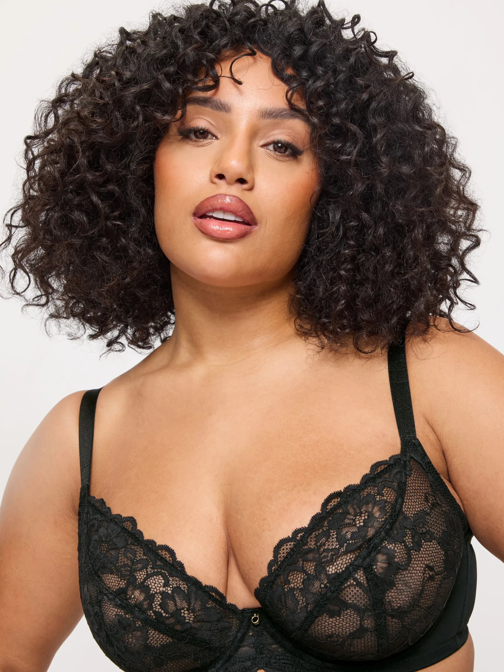 Sexy Lace Fuller Bust Non Padded Plunge Bra - Black