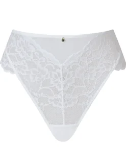 Sexy Lace High Waisted Brazilian Knickers - White