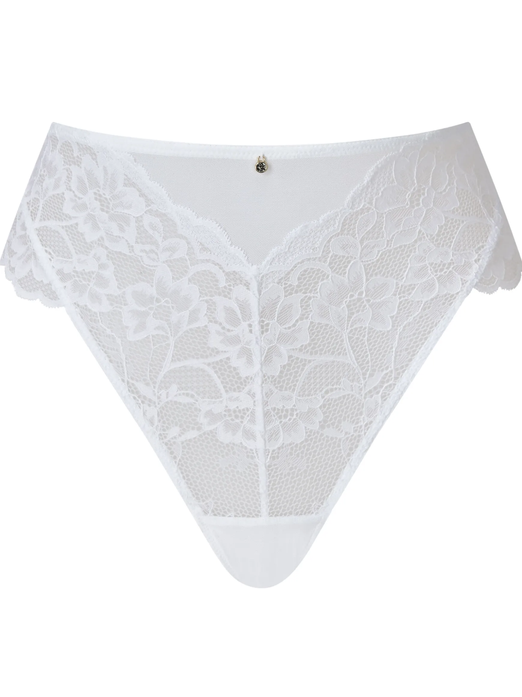 Sexy Lace High Waisted Brazilian Knickers - White
