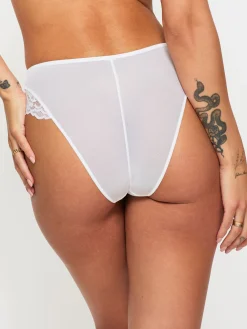 Sexy Lace High Waisted Brazilian Knickers - White