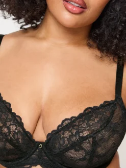 Sexy Lace Non Padded Fuller Bust Plunge Bra - Pack of 2 - Black