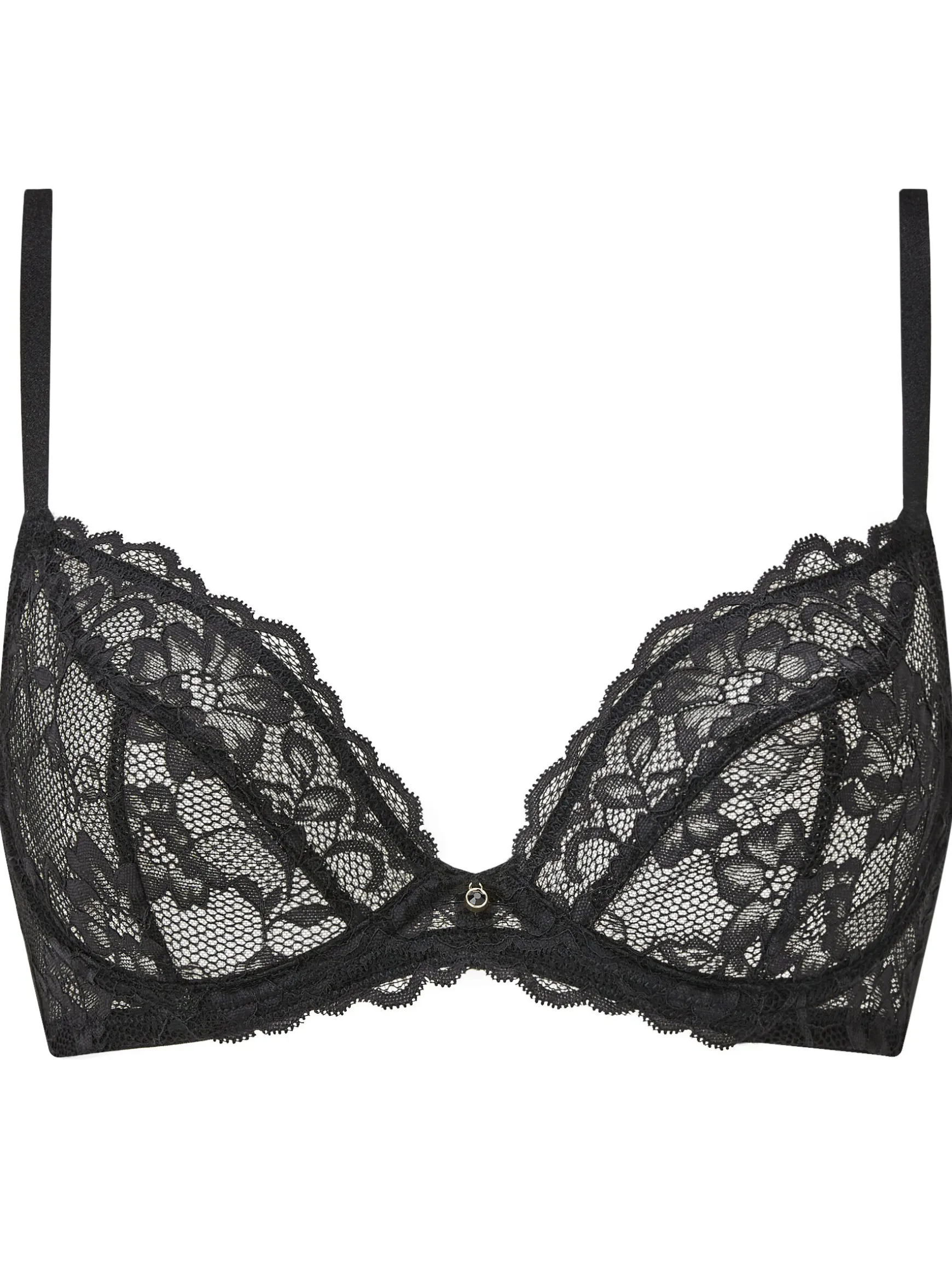 Sexy Lace Non Padded Plunge Bra - Black