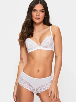 Sexy Lace Non Padded Plunge Bra - White