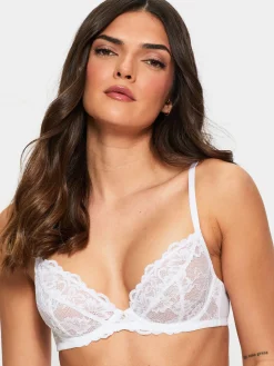 Sexy Lace Non Padded Plunge Bra - White