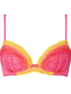 Sexy Lace Ombre Padded Plunge Bra - Multi
