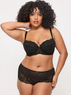 Sexy Lace Padded Balcony Bra - Black