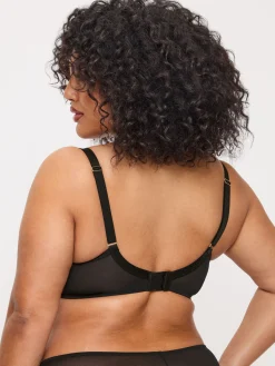 Sexy Lace Padded Balcony Bra - Black