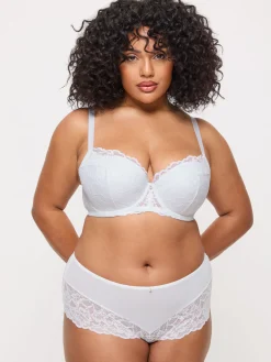 Sexy Lace Padded Balcony Bra - White