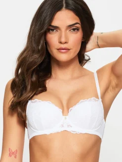 Sexy Lace Padded Balcony Bra - White