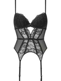 Sexy Lace Padded Basque - Black