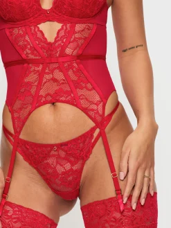 Sexy Lace Padded Basque - Red