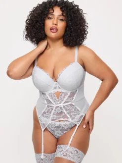 Sexy Lace Padded Basque - White