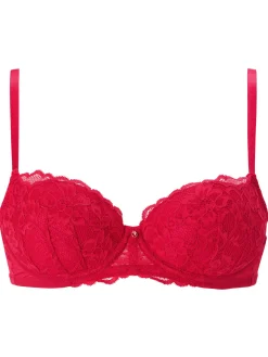 Sexy Lace Padded Boost Bra - Red