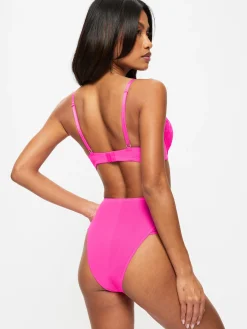 Sexy Lace Padded Boost Plunge Bra - Bright Pink