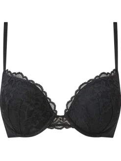 Sexy Lace Padded Boost Plunge Bra - Black