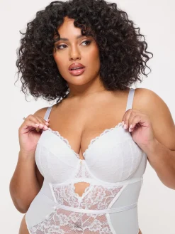 Sexy Lace Padded Lingerie Body - White