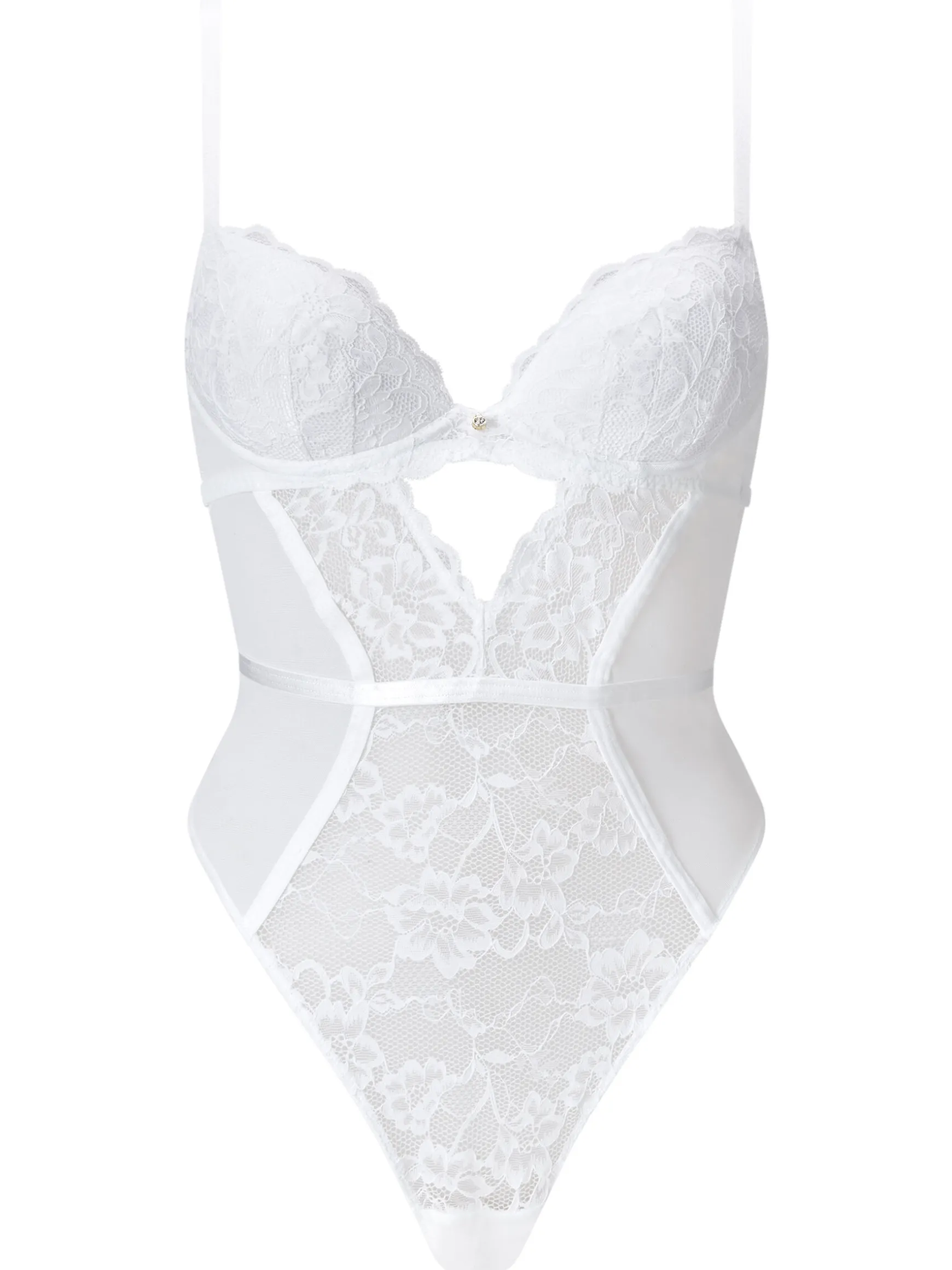 Sexy Lace Padded Lingerie Body - White
