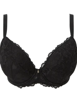 Sexy Lace Padded Plunge Bra - Black