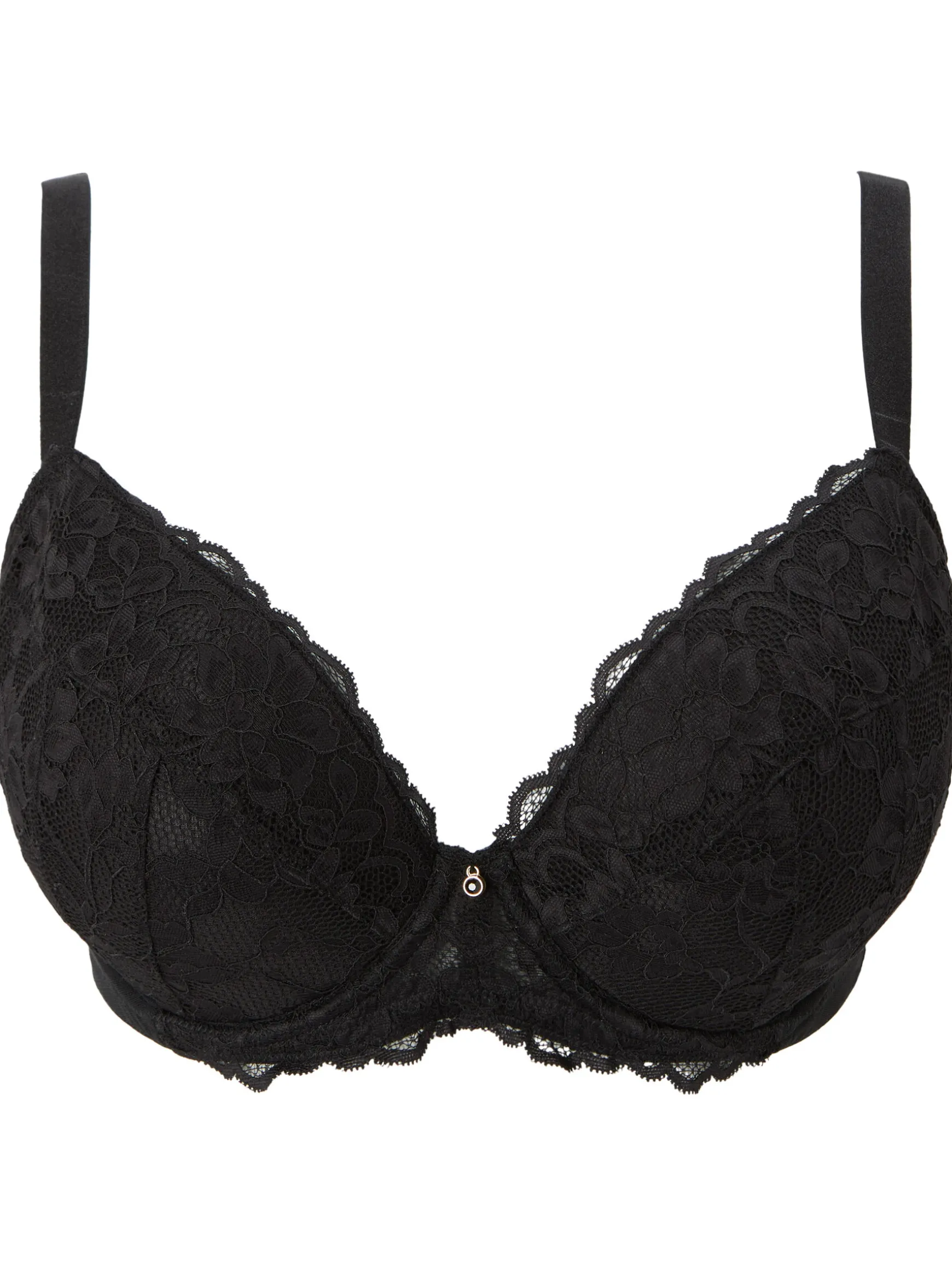 Sexy Lace Padded Plunge Bra - Black