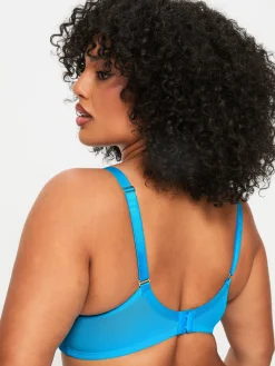Sexy Lace Padded Plunge Bra - Bright Blue