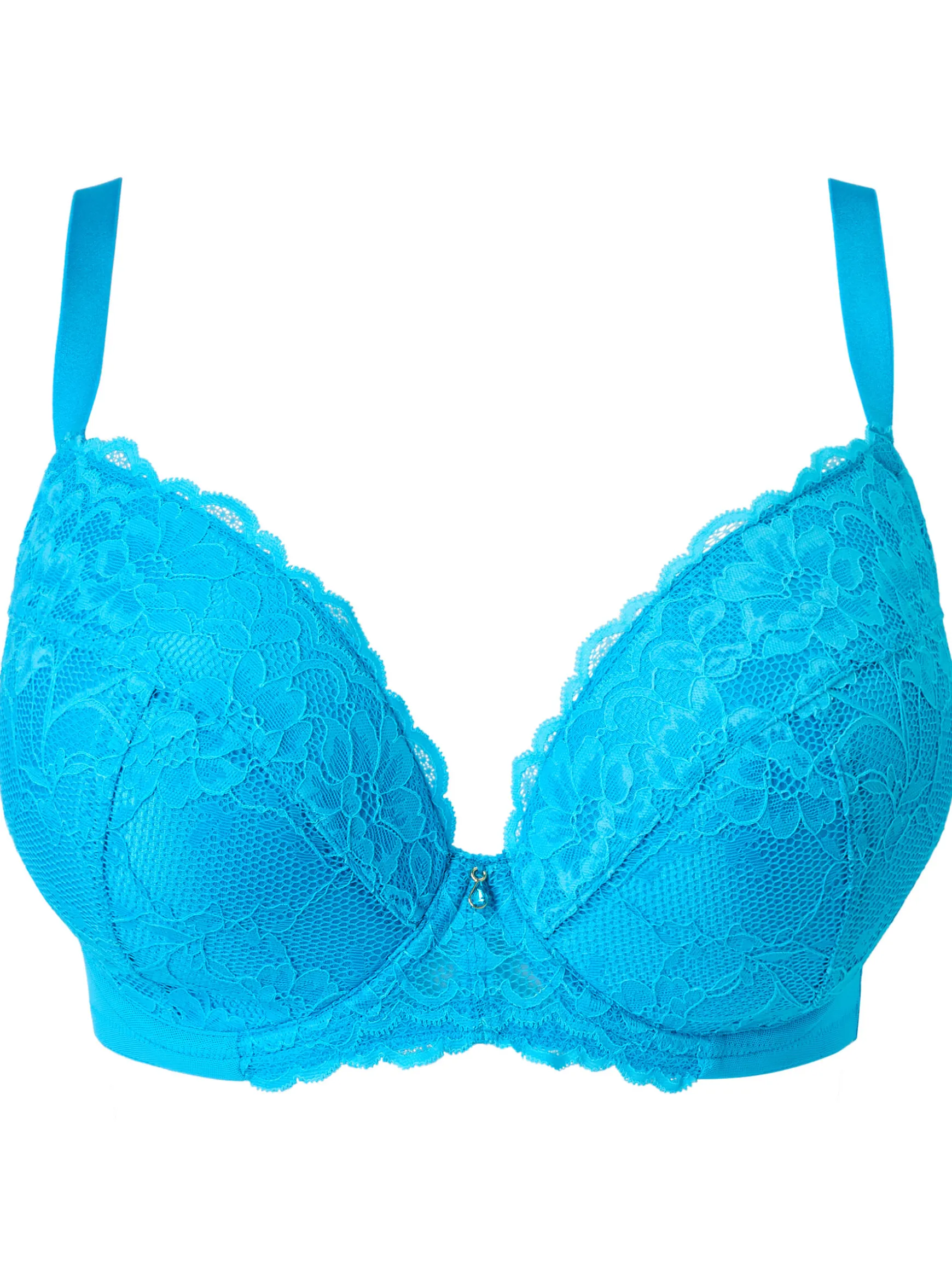Sexy Lace Padded Plunge Bra - Bright Blue