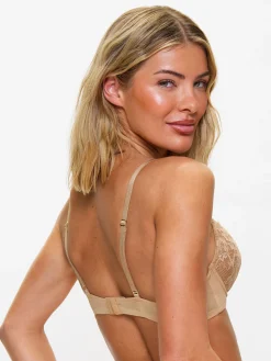 Sexy Lace Padded Plunge Bra - Nude 01