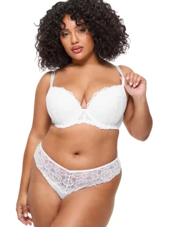 Sexy Lace Padded Plunge Bra - Pack of 2 - White/Nude