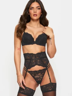 Sexy Lace Padded Plunge Bra - Pack of 2 - Black/Nude