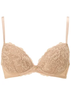 Sexy Lace Padded Plunge Bra - Pack of 2 - White/Blush