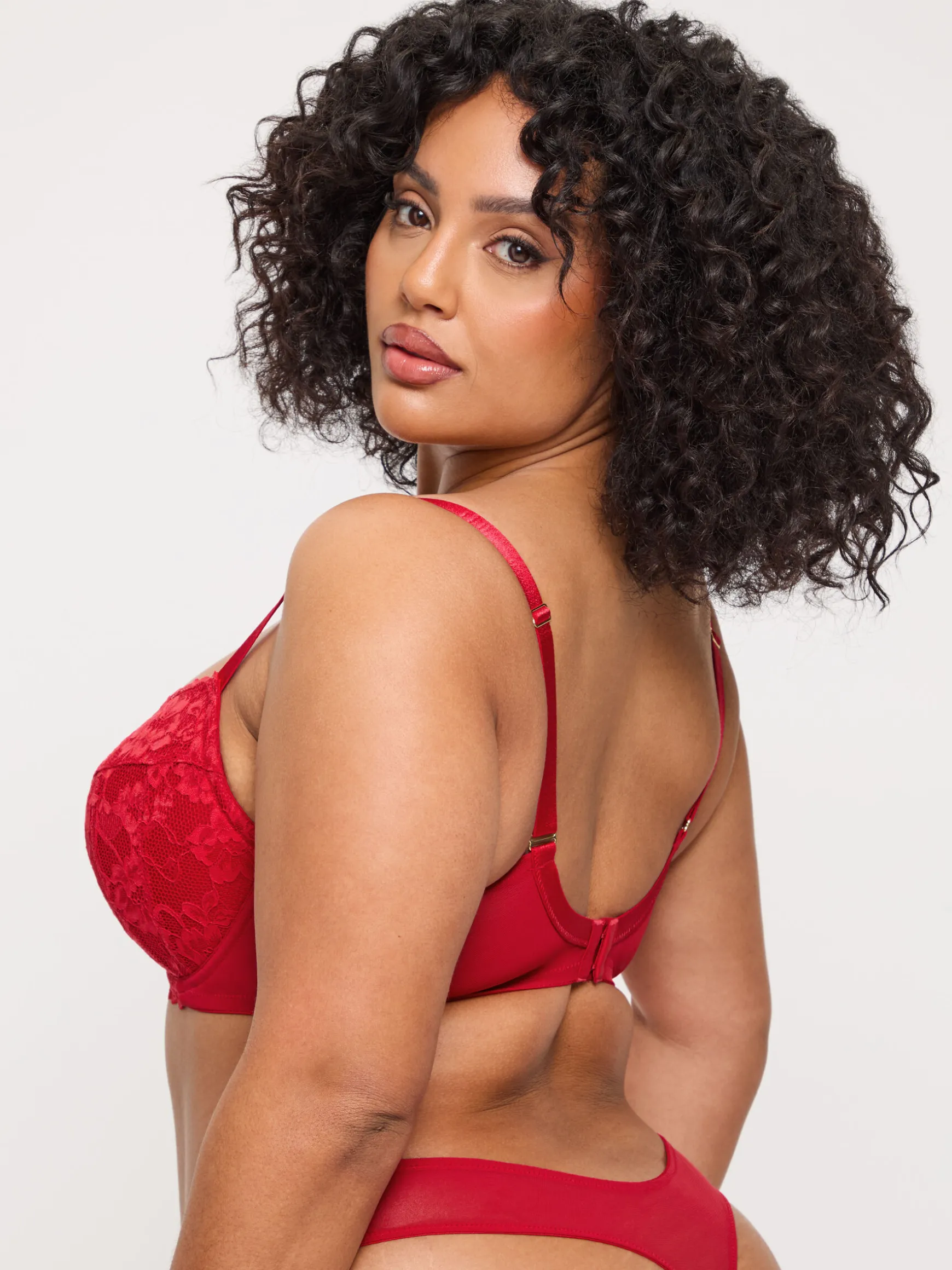 Sexy Lace Padded Plunge Bra - Red
