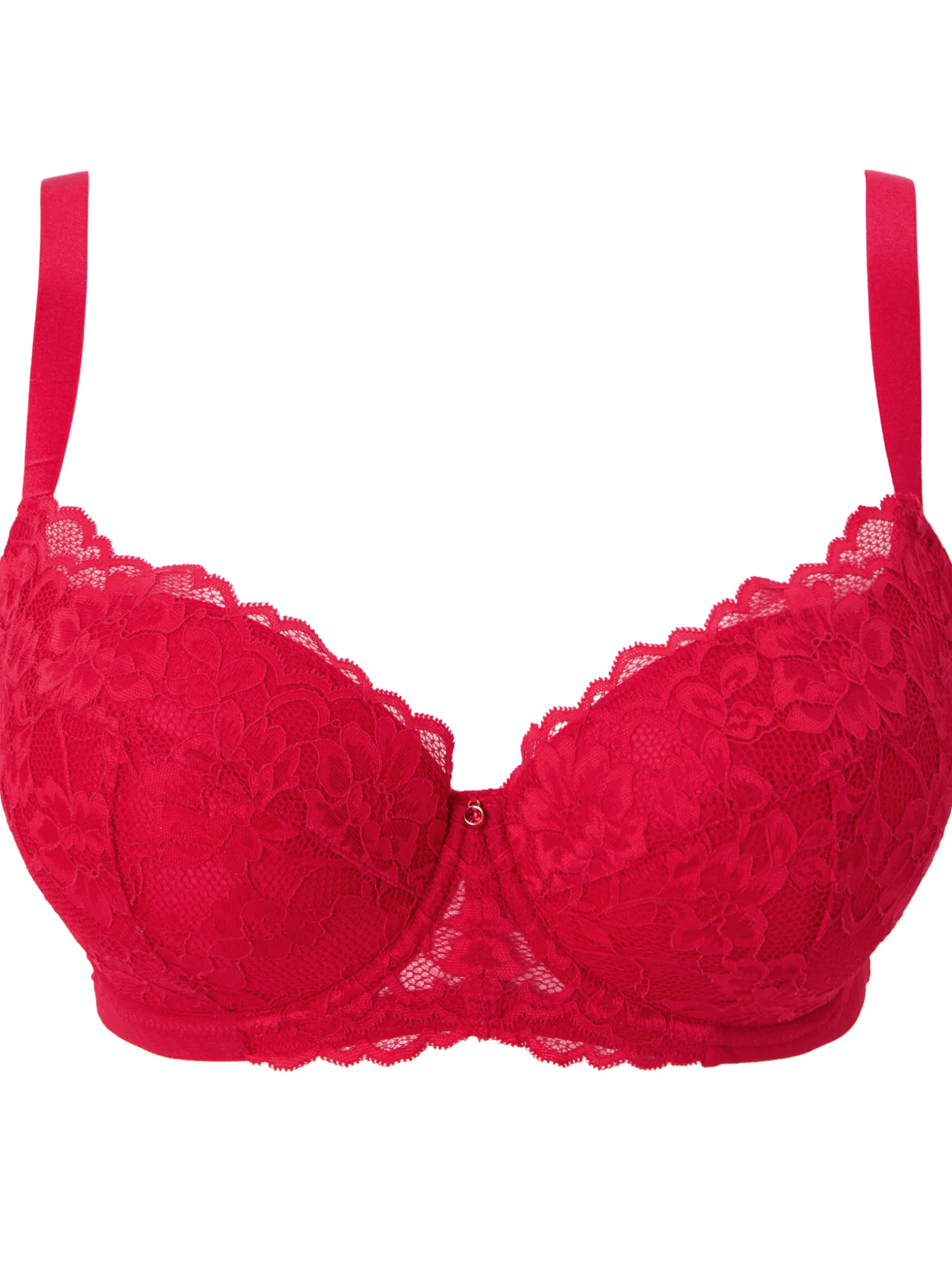 Sexy Lace Padded Plunge Bra - Red