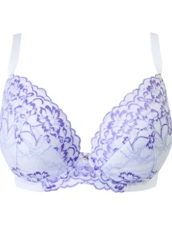 Sexy Lace Padded Plunge Bra - White/Lilac