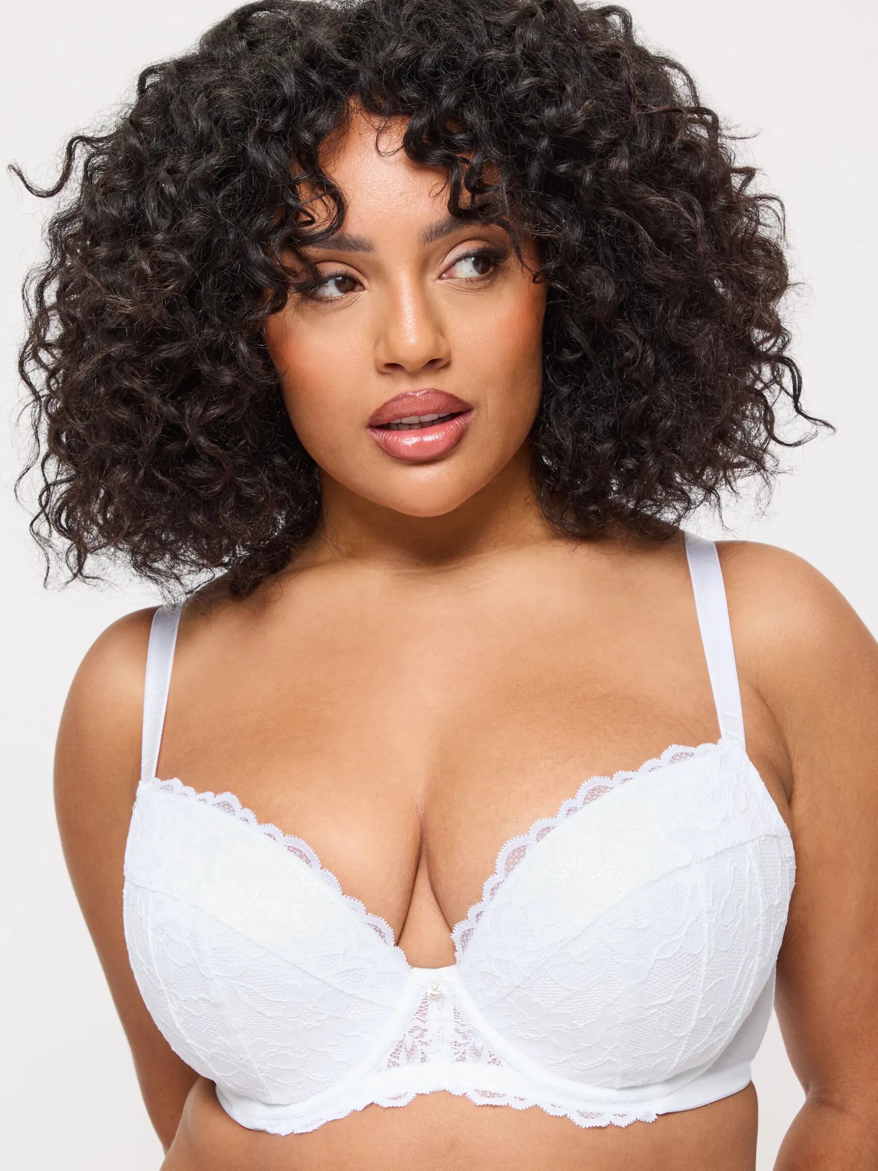 Sexy Lace Padded Plunge Bra - White