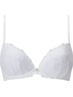 Sexy Lace Padded Plunge Bra - White
