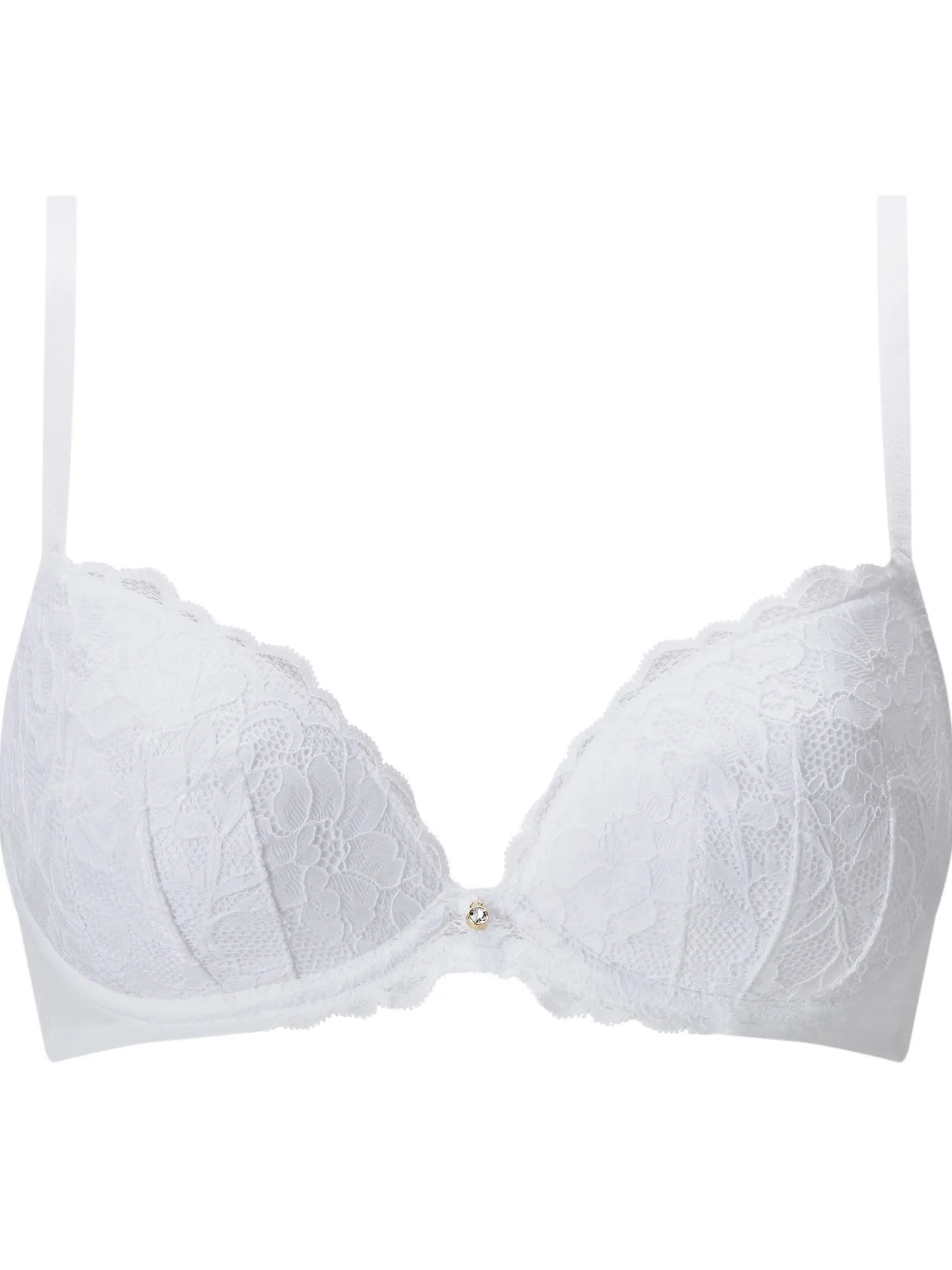 Sexy Lace Padded Plunge Bra - White