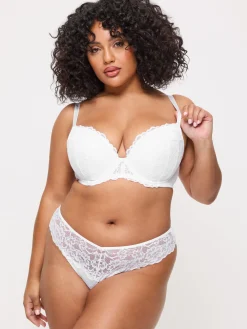 Sexy Lace Padded Plunge Bra - White