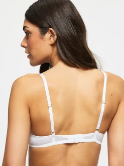 Sexy Lace Padded Plunge Bra - White